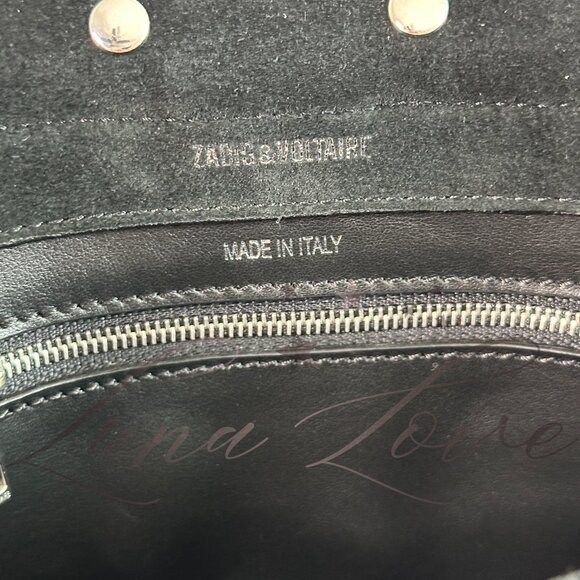ZADIG & VOLTAIRE Kate Moss Studded Suede Crossbody/Shoulder Bag In Black NWT - Picture 10 of 13